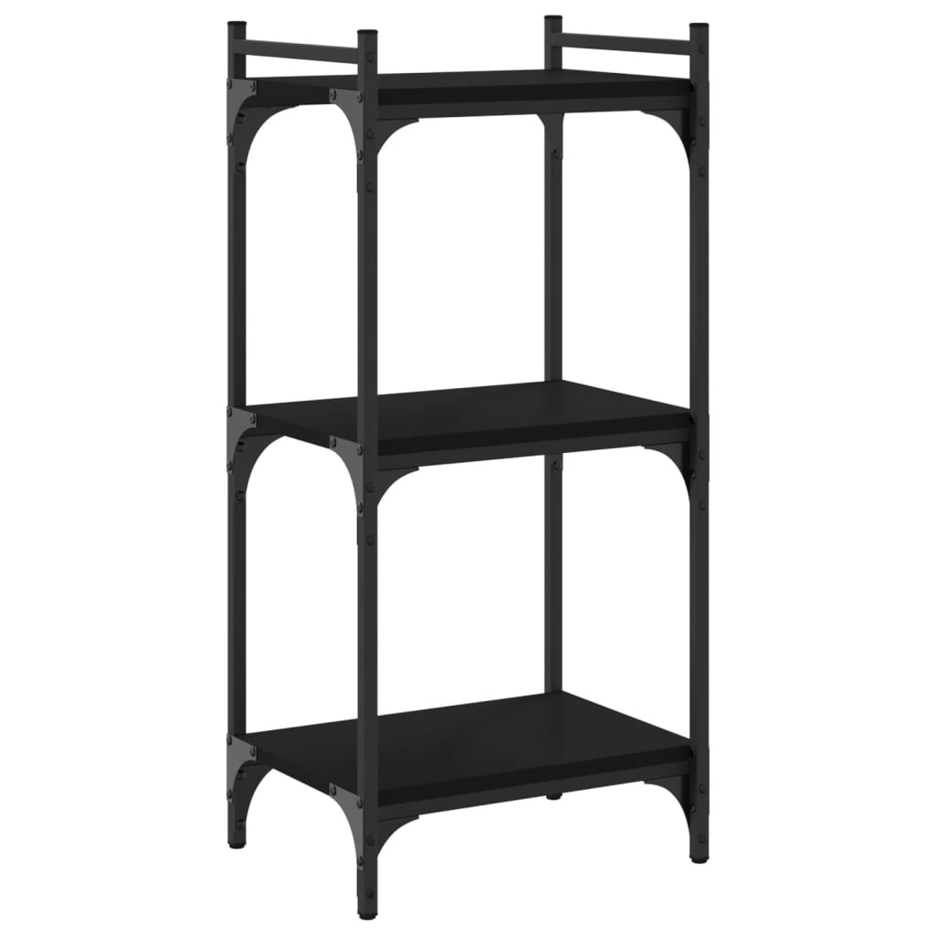 vidaXL Bibliotecă cu 3 niveluri, negru, 40x30x86 cm, lemn prelucrat vidaXL Bibliotecă cu 3 niveluri, negru, 40x30x86 cm, lemn prelucrat