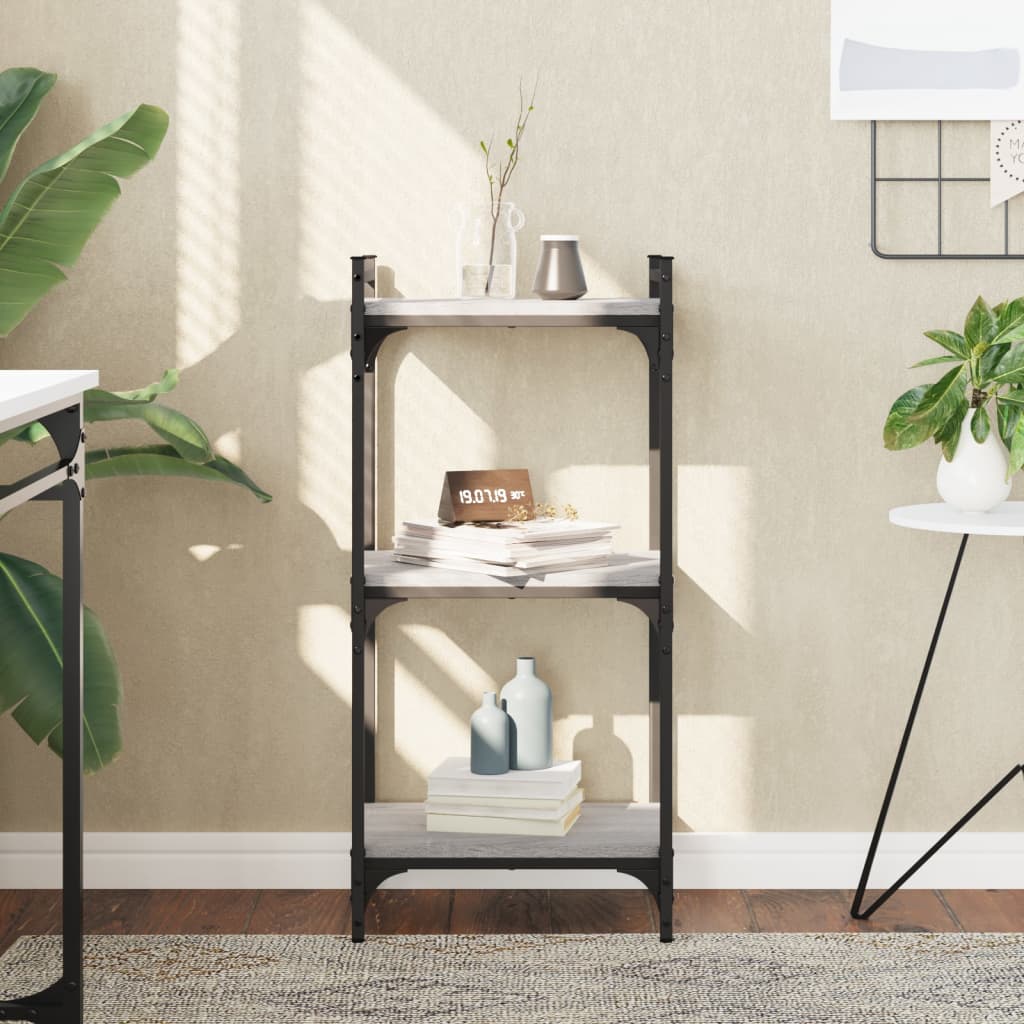 vidaXL Bibliotecă cu 3 niveluri gri sonoma 40x30x86 cm, lemn prelucrat vidaXL Bibliotecă cu 3 niveluri gri sonoma 40x30x86 cm, lemn prelucrat