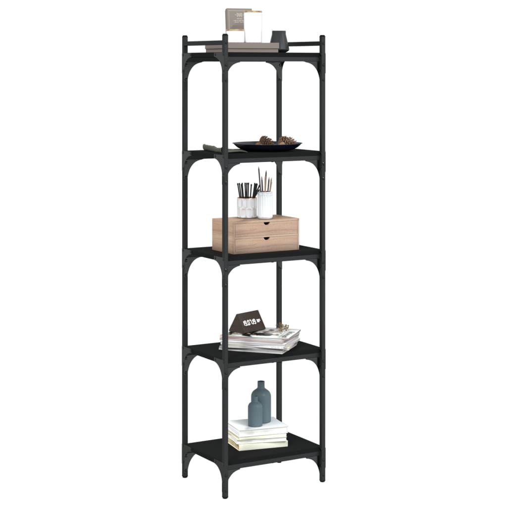 vidaXL Bibliotecă cu 5 niveluri, negru, 40x30x154 cm, lemn prelucrat vidaXL Bibliotecă cu 5 niveluri, negru, 40x30x154 cm, lemn prelucrat
