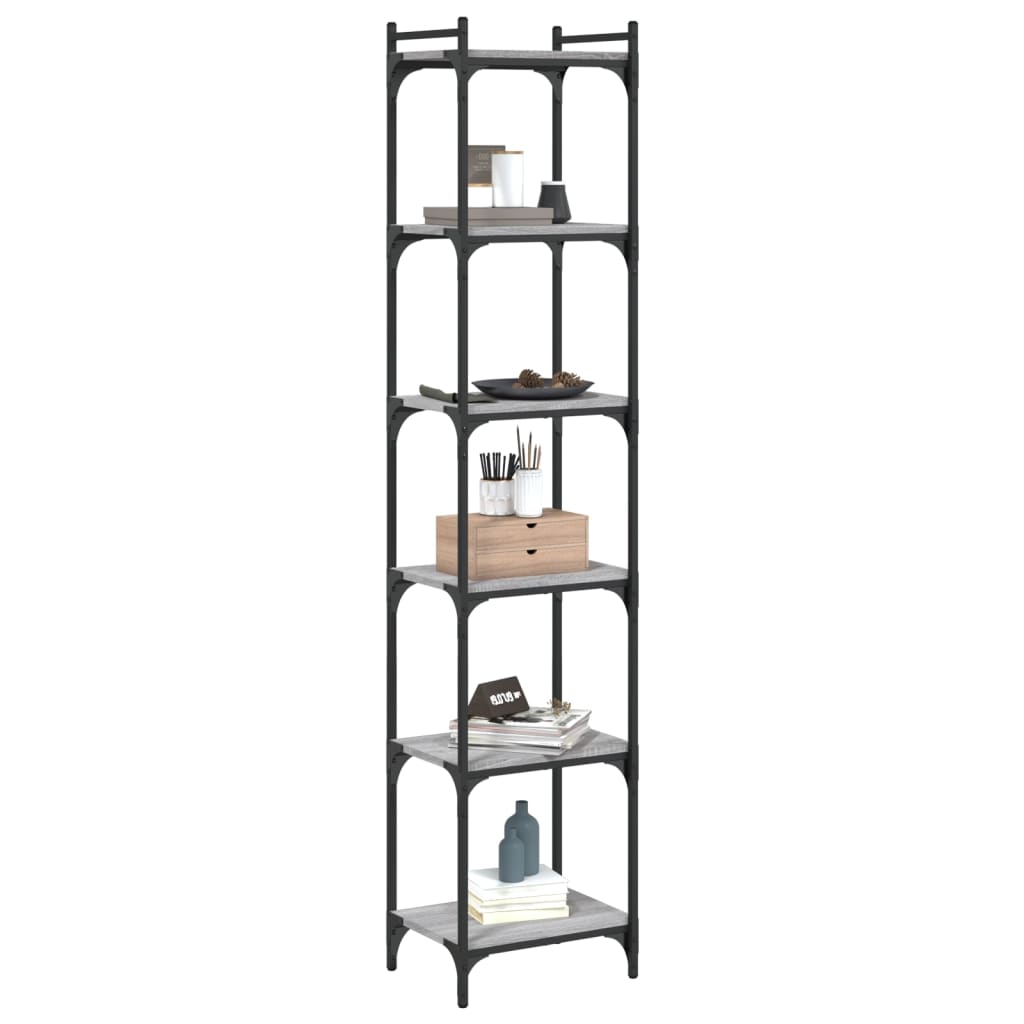 vidaXL Bibliotecă cu 6 niveluri gri sonoma 40x30x188 cm lemn prelucrat vidaXL Bibliotecă cu 6 niveluri gri sonoma 40x30x188 cm lemn prelucrat