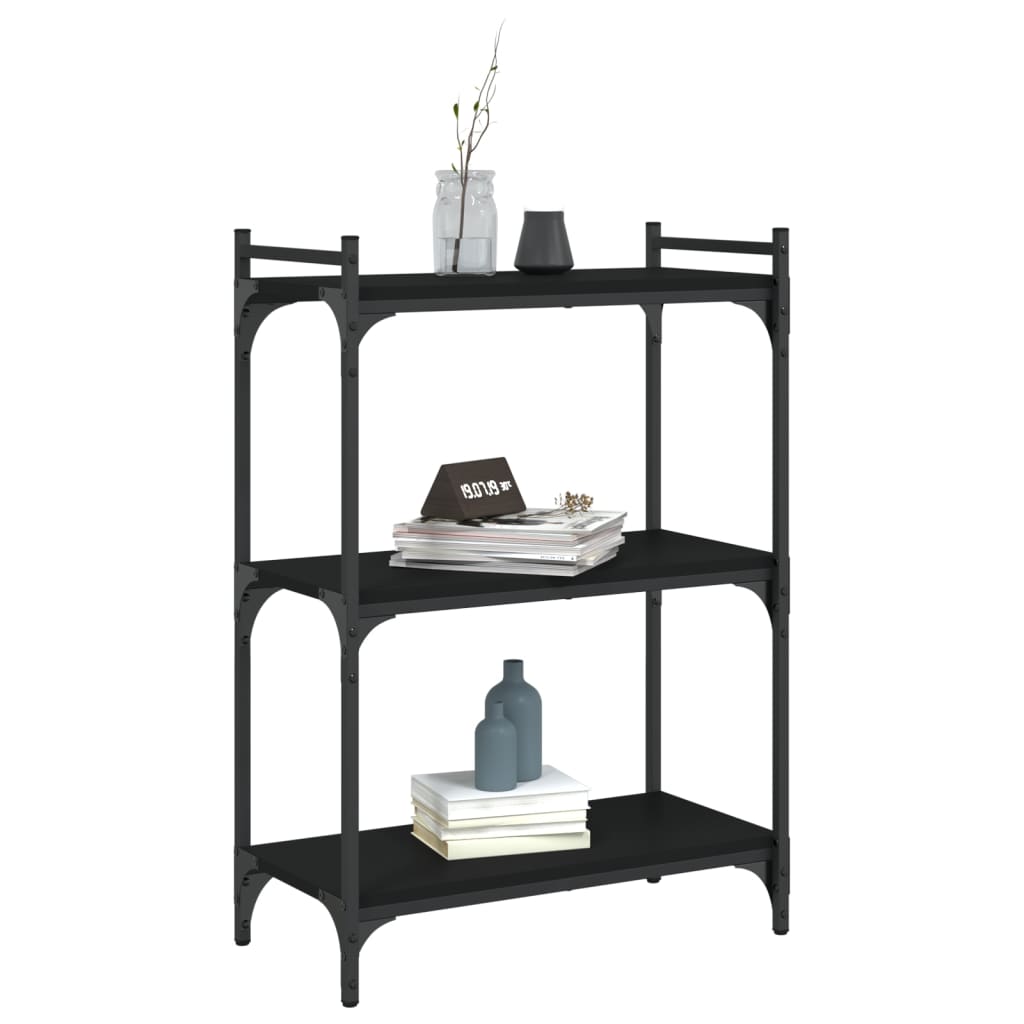 vidaXL Bibliotecă cu 3 niveluri, negru, 60x30x86 cm, lemn prelucrat vidaXL Bibliotecă cu 3 niveluri, negru, 60x30x86 cm, lemn prelucrat