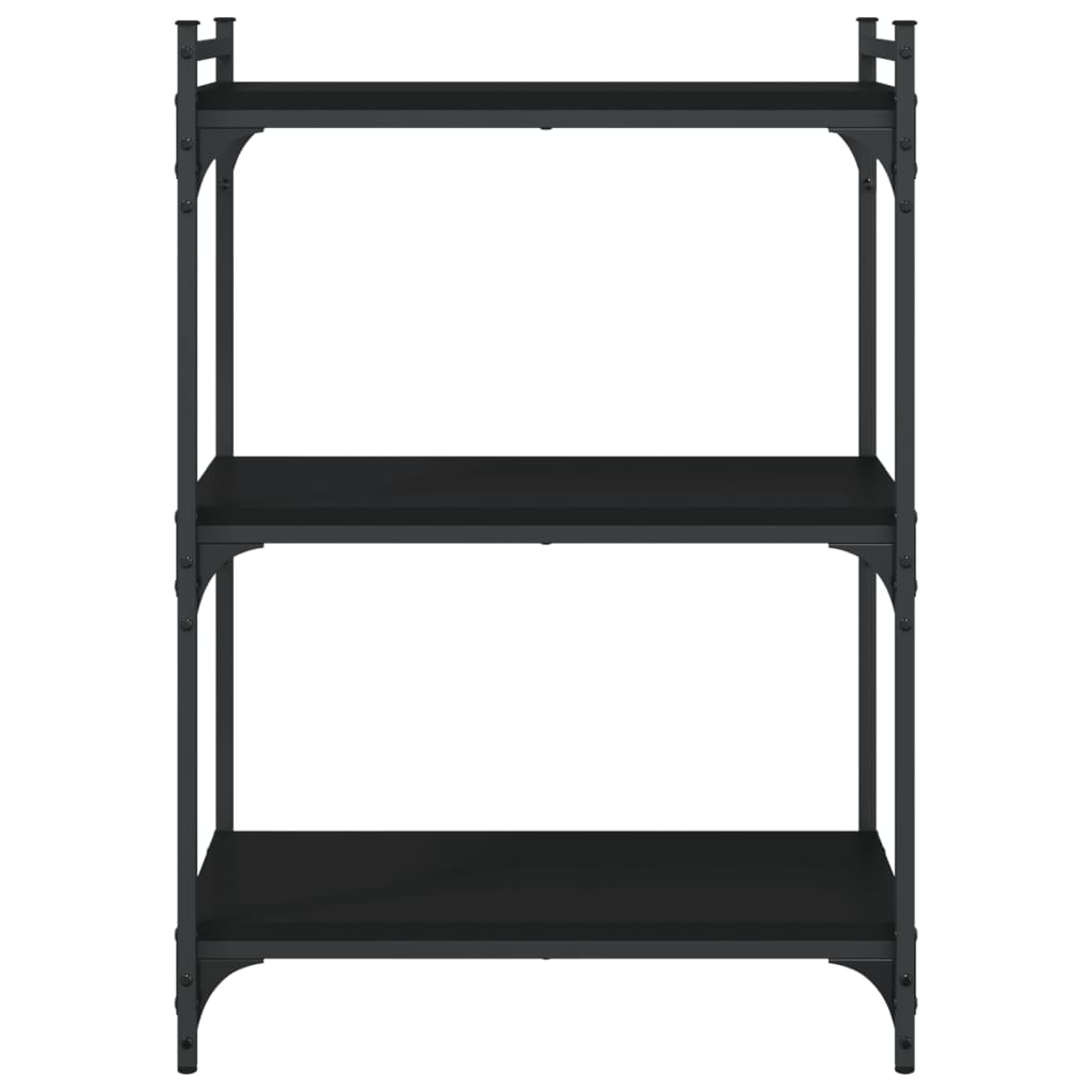 vidaXL Bibliotecă cu 3 niveluri, negru, 60x30x86 cm, lemn prelucrat vidaXL Bibliotecă cu 3 niveluri, negru, 60x30x86 cm, lemn prelucrat