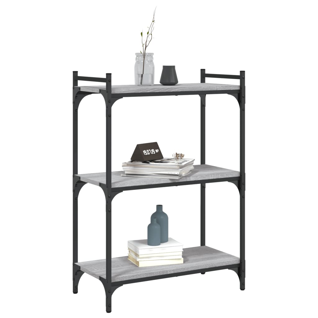 vidaXL Bibliotecă cu 3 niveluri gri sonoma 60x30x86 cm lemn compozit vidaXL Bibliotecă cu 3 niveluri gri sonoma 60x30x86 cm lemn compozit