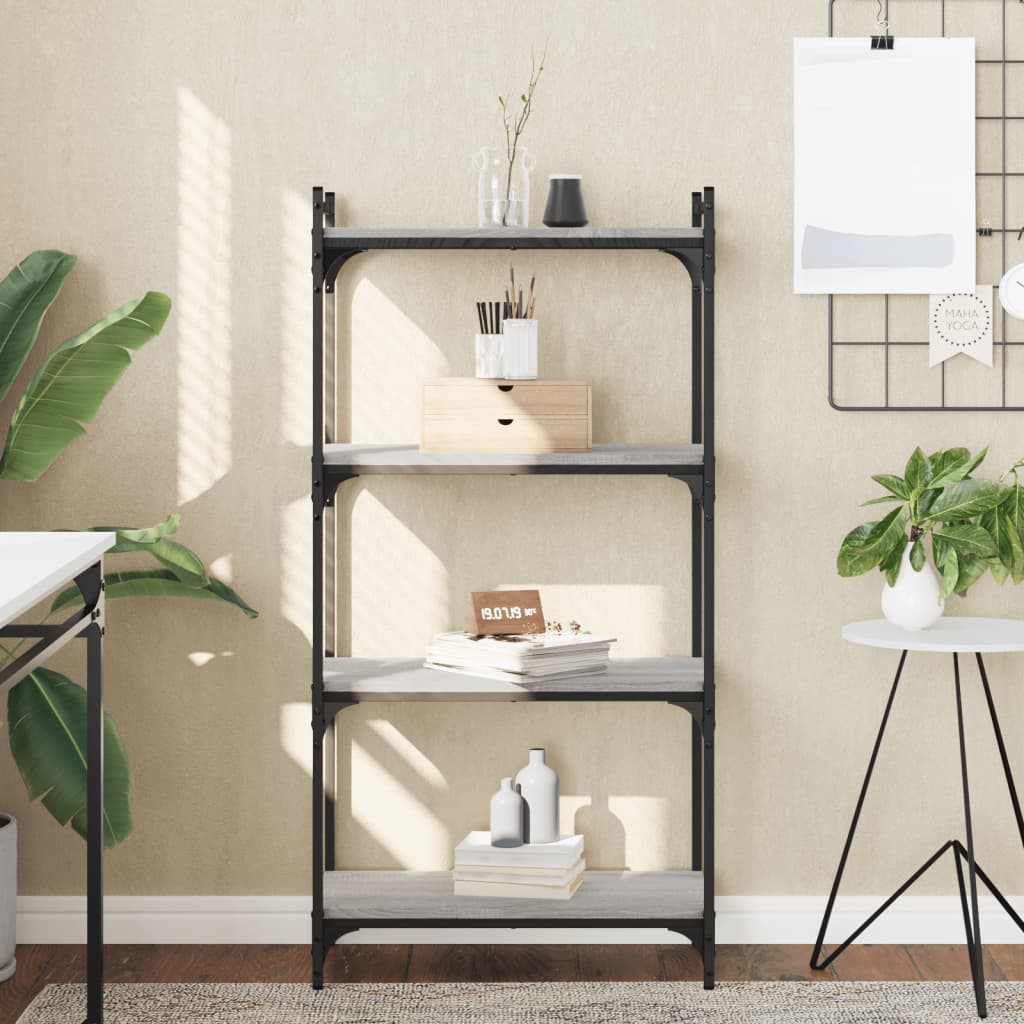 vidaXL Bibliotecă cu 4 niveluri gri sonoma 60x30x120 cm lemn prelucrat vidaXL Bibliotecă cu 4 niveluri gri sonoma 60x30x120 cm lemn prelucrat