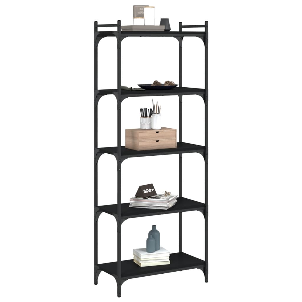 vidaXL Bibliotecă cu 5 niveluri, negru, 60x30x154 cm, lemn prelucrat vidaXL Bibliotecă cu 5 niveluri, negru, 60x30x154 cm, lemn prelucrat