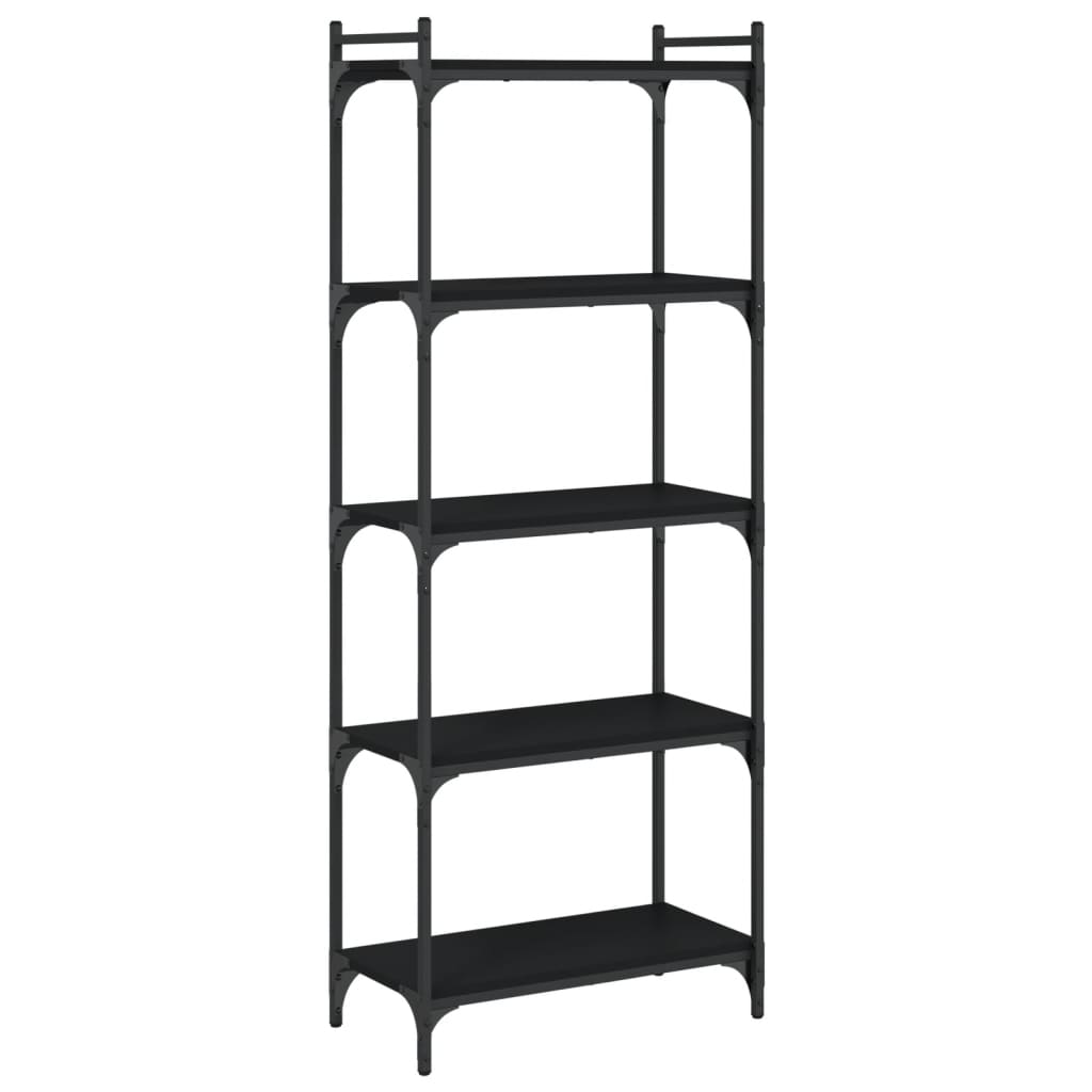 vidaXL Bibliotecă cu 5 niveluri, negru, 60x30x154 cm, lemn prelucrat vidaXL Bibliotecă cu 5 niveluri, negru, 60x30x154 cm, lemn prelucrat