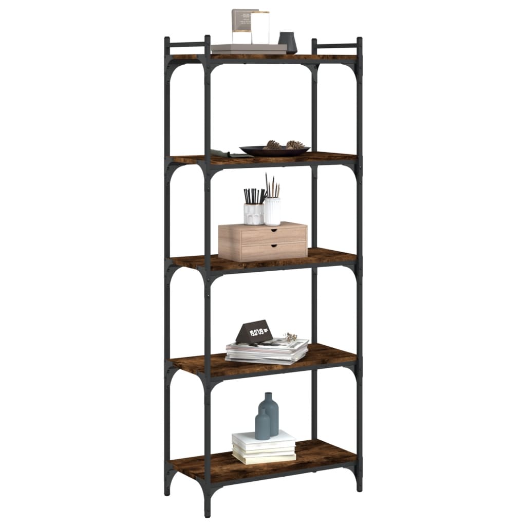 vidaXL Bibliotecă 5 niveluri stejar afumat 60x30x154 cm lemn prelucrat vidaXL Bibliotecă 5 niveluri stejar afumat 60x30x154 cm lemn prelucrat