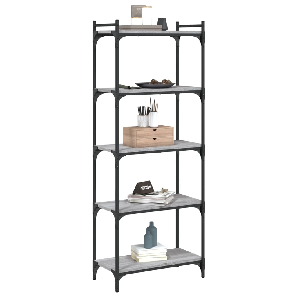 vidaXL Bibliotecă cu 5 niveluri gri sonoma 60x30x154 cm lemn prelucrat vidaXL Bibliotecă cu 5 niveluri gri sonoma 60x30x154 cm lemn prelucrat