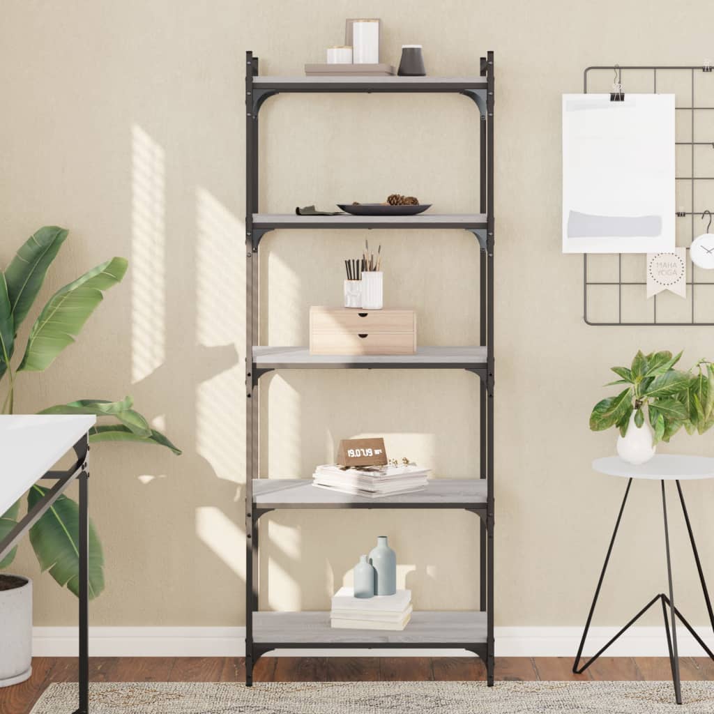 vidaXL Bibliotecă cu 5 niveluri gri sonoma 60x30x154 cm lemn prelucrat vidaXL Bibliotecă cu 5 niveluri gri sonoma 60x30x154 cm lemn prelucrat
