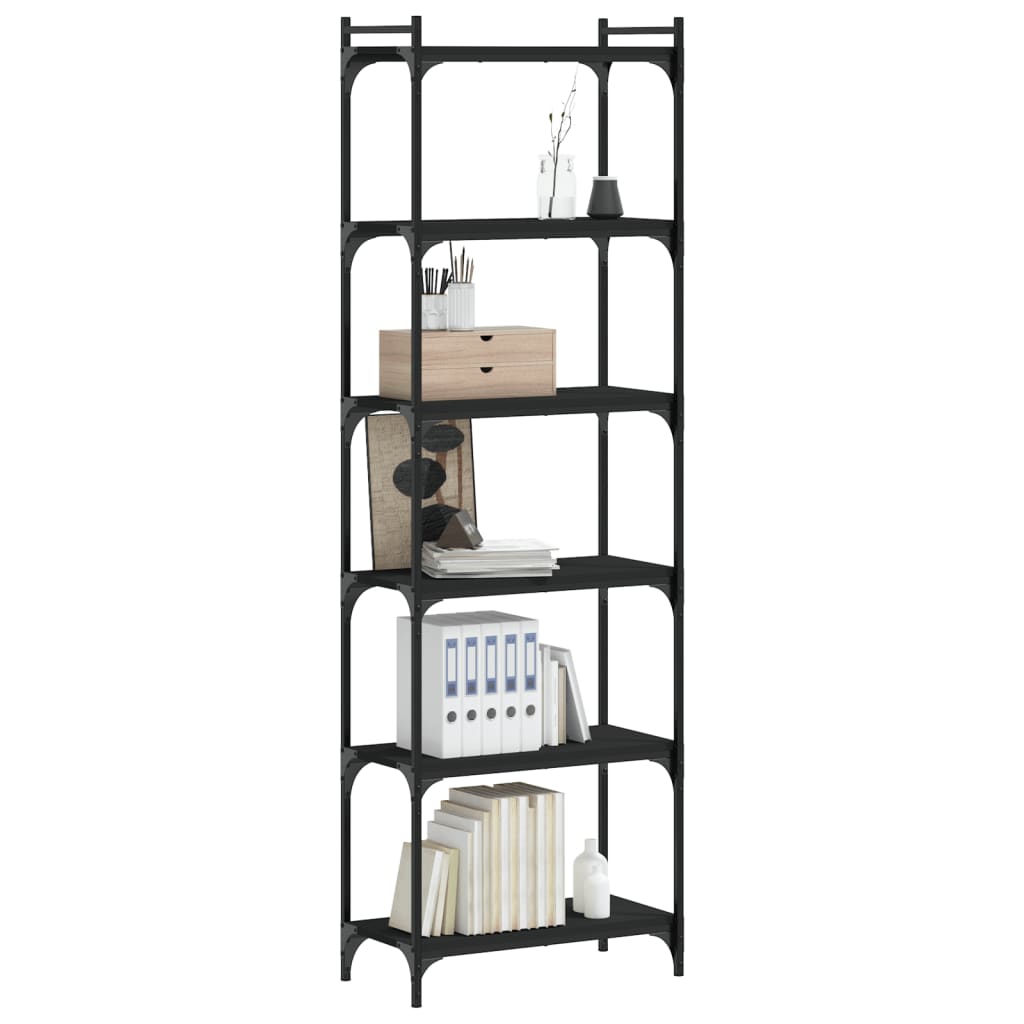 vidaXL Bibliotecă cu 6 niveluri, negru, 60x30x188 cm, lemn prelucrat vidaXL Bibliotecă cu 6 niveluri, negru, 60x30x188 cm, lemn prelucrat