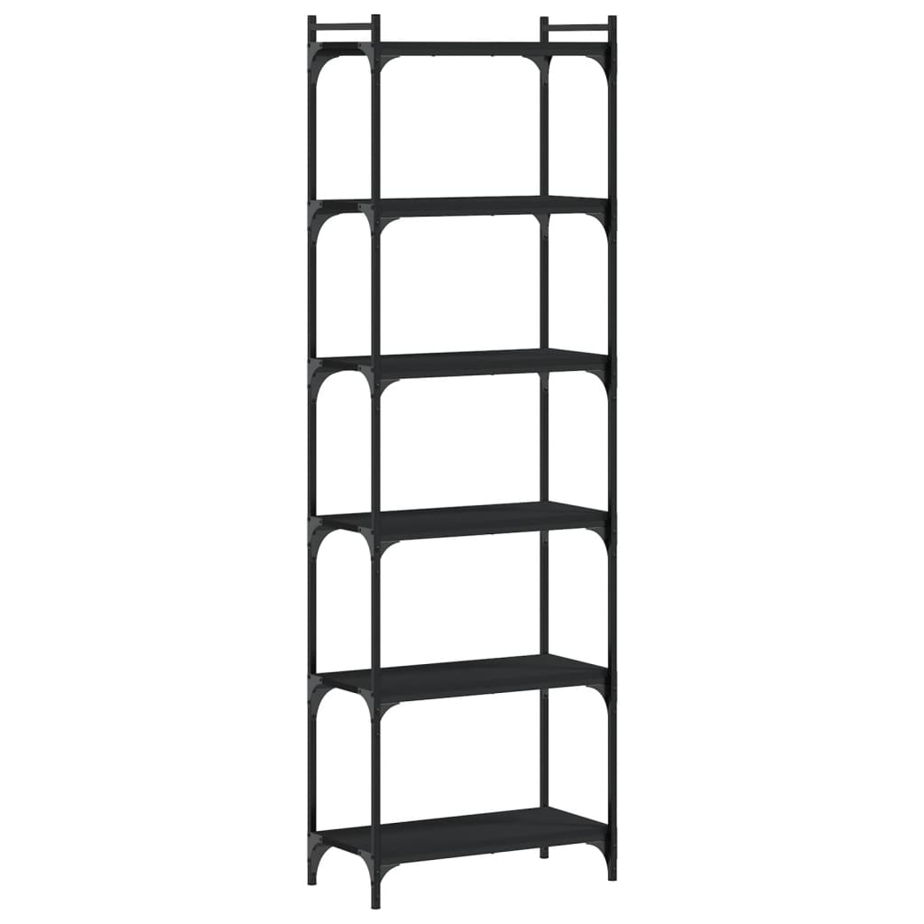 vidaXL Bibliotecă cu 6 niveluri, negru, 60x30x188 cm, lemn prelucrat vidaXL Bibliotecă cu 6 niveluri, negru, 60x30x188 cm, lemn prelucrat