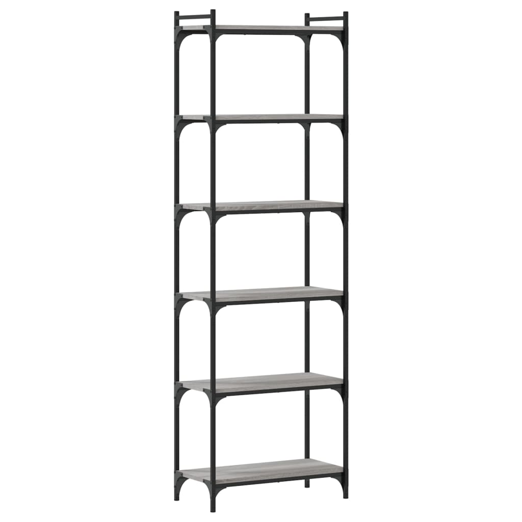 vidaXL Bibliotecă cu 6 niveluri gri sonoma 60x30x188 cm lemn prelucrat vidaXL Bibliotecă cu 6 niveluri gri sonoma 60x30x188 cm lemn prelucrat