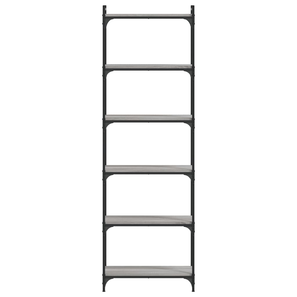 vidaXL Bibliotecă cu 6 niveluri gri sonoma 60x30x188 cm lemn prelucrat vidaXL Bibliotecă cu 6 niveluri gri sonoma 60x30x188 cm lemn prelucrat