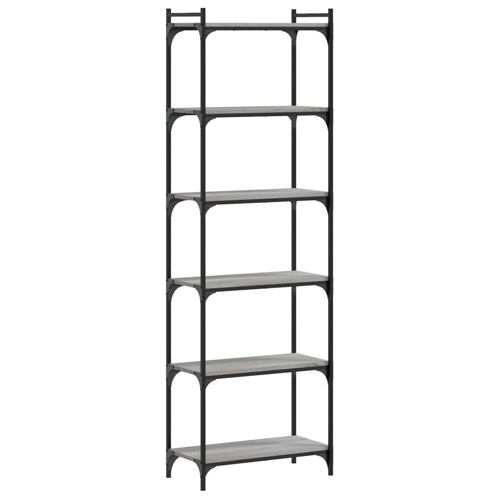 vidaXL Bibliotecă cu 6 niveluri gri sonoma 60x30x188 cm lemn prelucrat vidaXL Bibliotecă cu 6 niveluri gri sonoma 60x30x188 cm lemn prelucrat