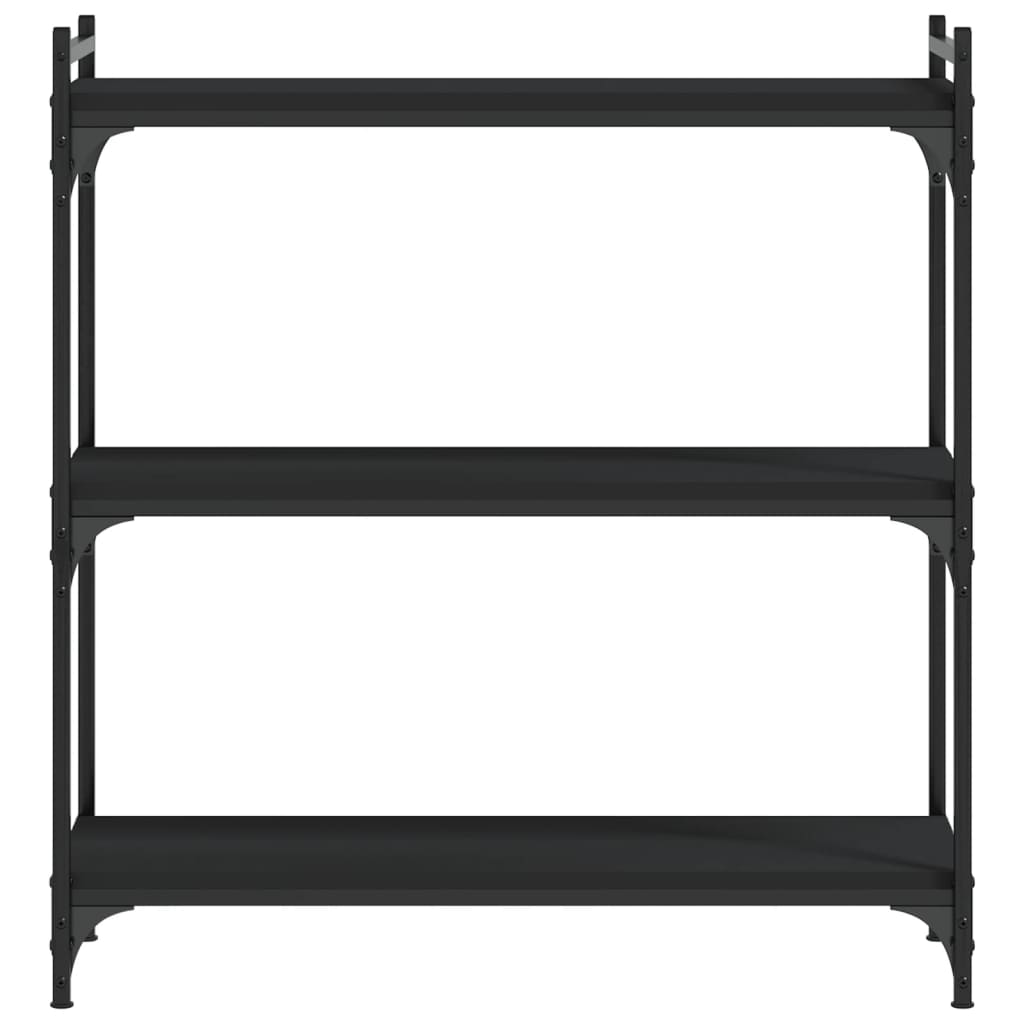 vidaXL Bibliotecă cu 3 niveluri, negru, 80x30x86 cm, lemn prelucrat vidaXL Bibliotecă cu 3 niveluri, negru, 80x30x86 cm, lemn prelucrat
