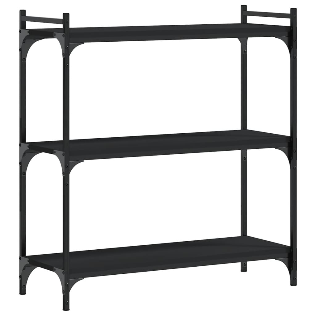 vidaXL Bibliotecă cu 3 niveluri, negru, 80x30x86 cm, lemn prelucrat vidaXL Bibliotecă cu 3 niveluri, negru, 80x30x86 cm, lemn prelucrat