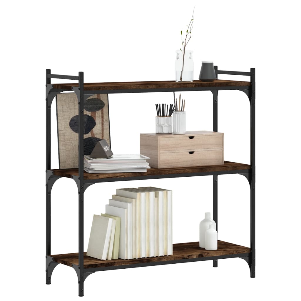 vidaXL Bibliotecă 3 niveluri stejar afumat 80x30x86 cm, lemn prelucrat vidaXL Bibliotecă 3 niveluri stejar afumat 80x30x86 cm, lemn prelucrat