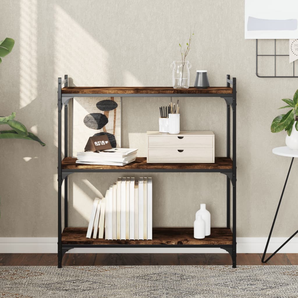 vidaXL Bibliotecă 3 niveluri stejar afumat 80x30x86 cm, lemn prelucrat vidaXL Bibliotecă 3 niveluri stejar afumat 80x30x86 cm, lemn prelucrat