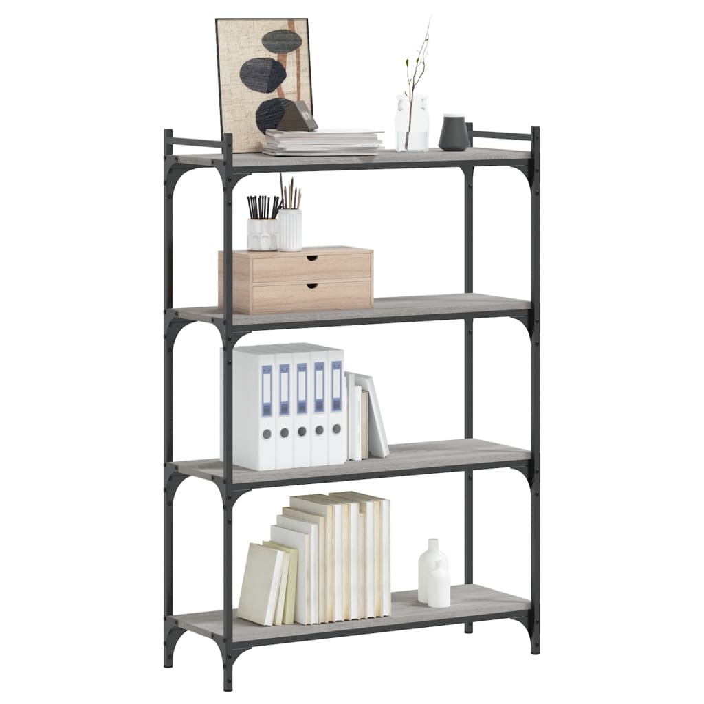 vidaXL Bibliotecă cu 4 niveluri gri sonoma 80x30x120 cm lemn prelucrat vidaXL Bibliotecă cu 4 niveluri gri sonoma 80x30x120 cm lemn prelucrat