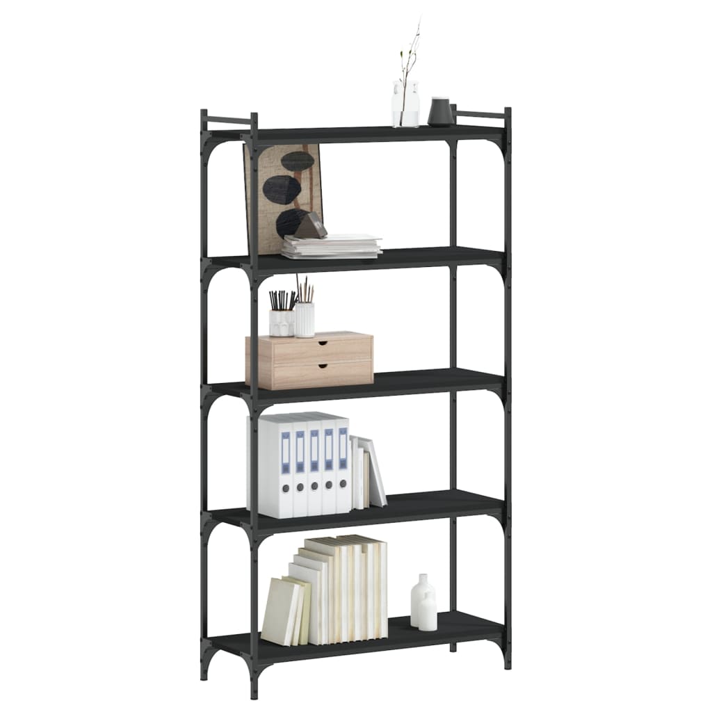 vidaXL Bibliotecă cu 5 niveluri, negru, 80x30x154 cm, lemn prelucrat vidaXL Bibliotecă cu 5 niveluri, negru, 80x30x154 cm, lemn prelucrat