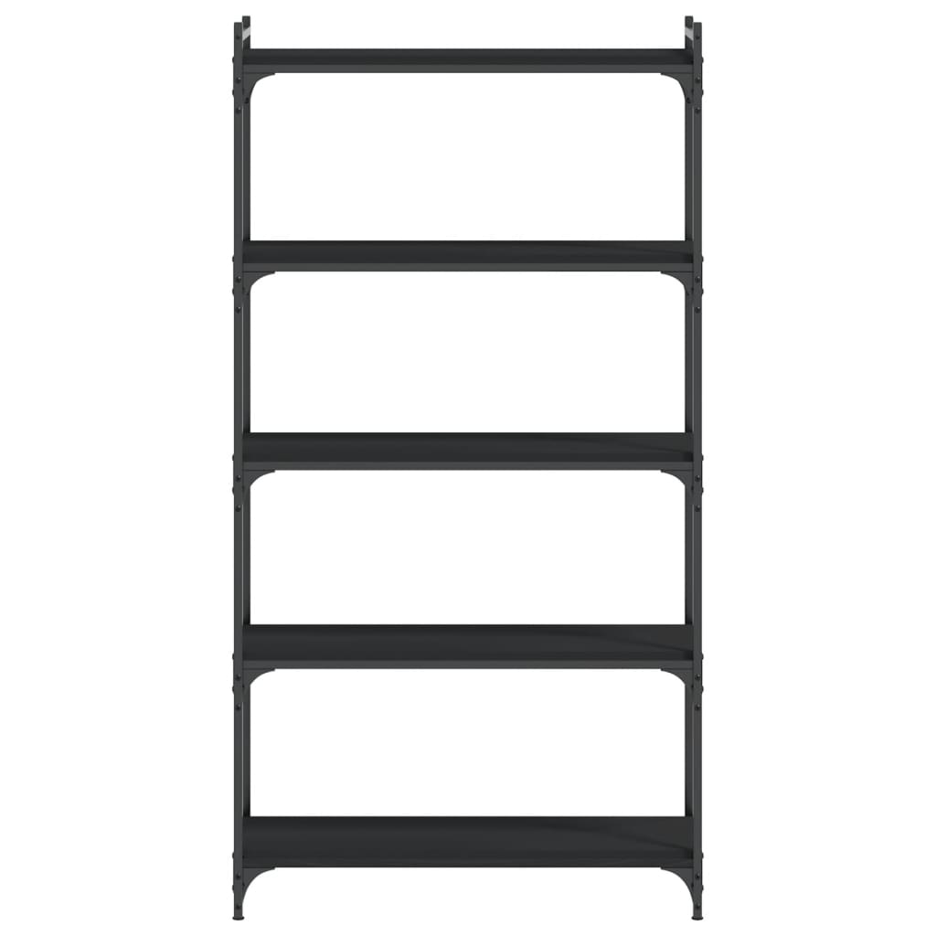 vidaXL Bibliotecă cu 5 niveluri, negru, 80x30x154 cm, lemn prelucrat vidaXL Bibliotecă cu 5 niveluri, negru, 80x30x154 cm, lemn prelucrat