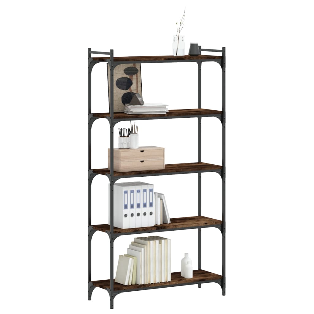 vidaXL Bibliotecă 5 niveluri stejar afumat 80x30x154 cm lemn prelucrat vidaXL Bibliotecă 5 niveluri stejar afumat 80x30x154 cm lemn prelucrat