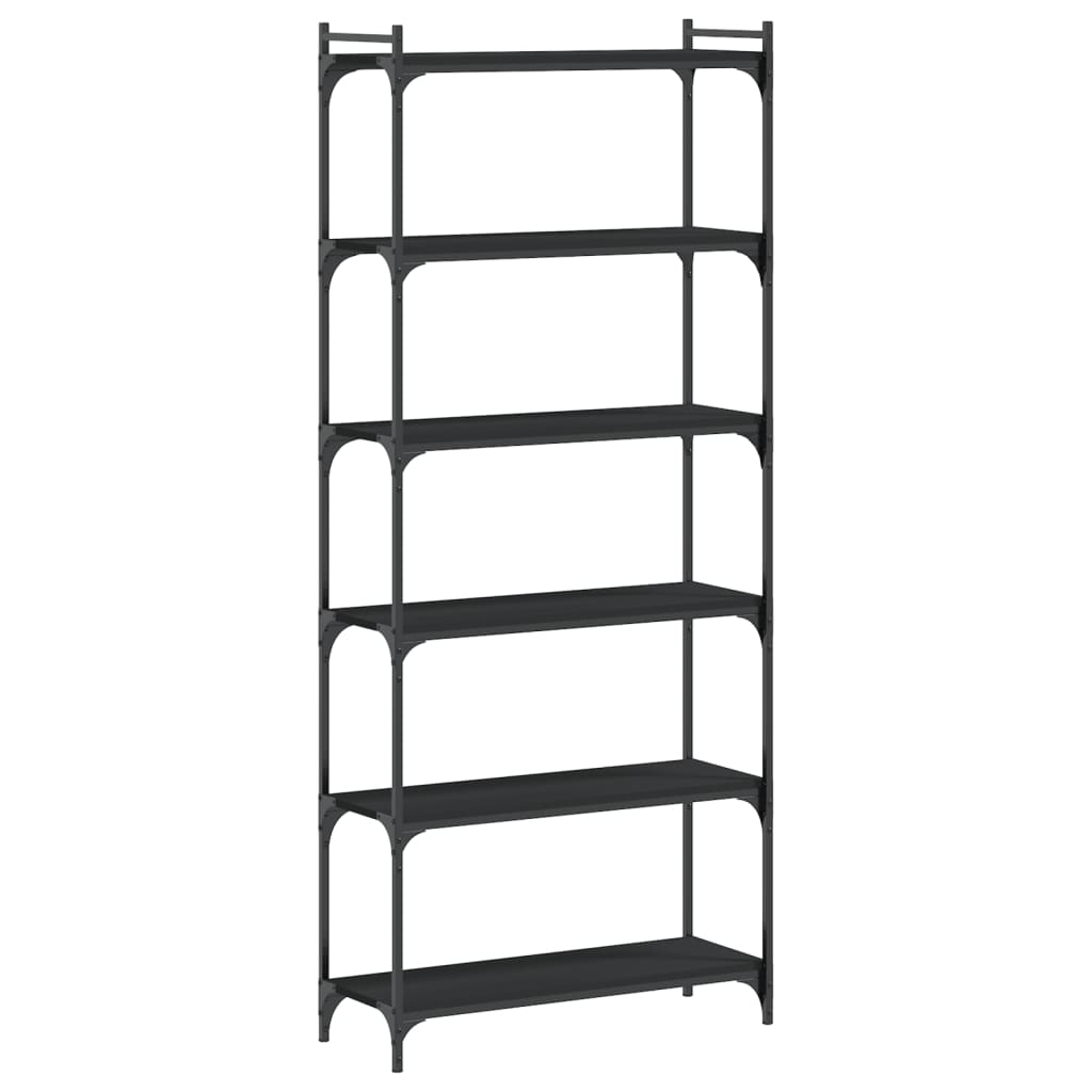 vidaXL Bibliotecă cu 6 niveluri, negru, 80x30x188 cm, lemn prelucrat vidaXL Bibliotecă cu 6 niveluri, negru, 80x30x188 cm, lemn prelucrat