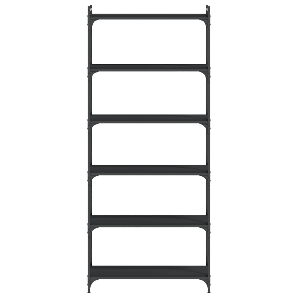 vidaXL Bibliotecă cu 6 niveluri, negru, 80x30x188 cm, lemn prelucrat vidaXL Bibliotecă cu 6 niveluri, negru, 80x30x188 cm, lemn prelucrat