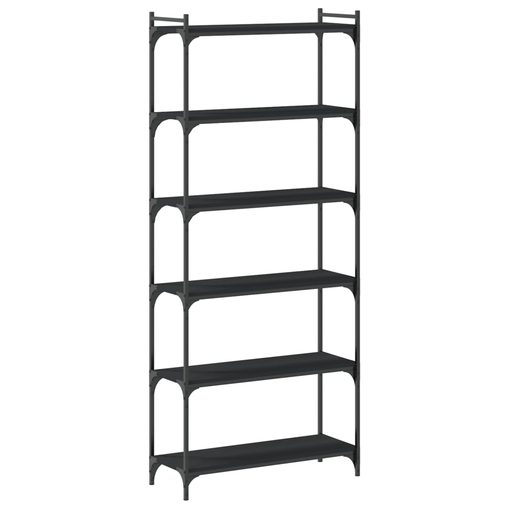 vidaXL Bibliotecă cu 6 niveluri, negru, 80x30x188 cm, lemn prelucrat vidaXL Bibliotecă cu 6 niveluri, negru, 80x30x188 cm, lemn prelucrat