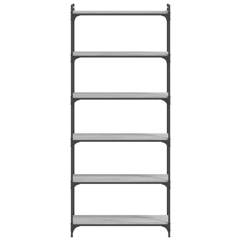 vidaXL Bibliotecă cu 6 niveluri gri sonoma 80x30x188 cm lemn prelucrat vidaXL Bibliotecă cu 6 niveluri gri sonoma 80x30x188 cm lemn prelucrat