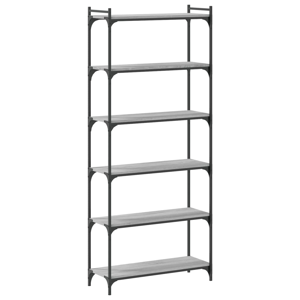 vidaXL Bibliotecă cu 6 niveluri gri sonoma 80x30x188 cm lemn prelucrat vidaXL Bibliotecă cu 6 niveluri gri sonoma 80x30x188 cm lemn prelucrat