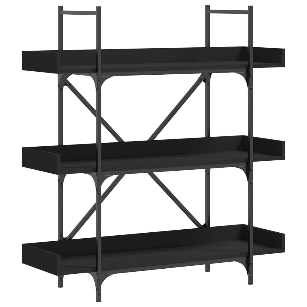 vidaXL Bibliotecă cu 3 niveluri, negru, 100x33x108,5 cm lemn prelucrat vidaXL Bibliotecă cu 3 niveluri, negru, 100x33x108,5 cm lemn prelucrat