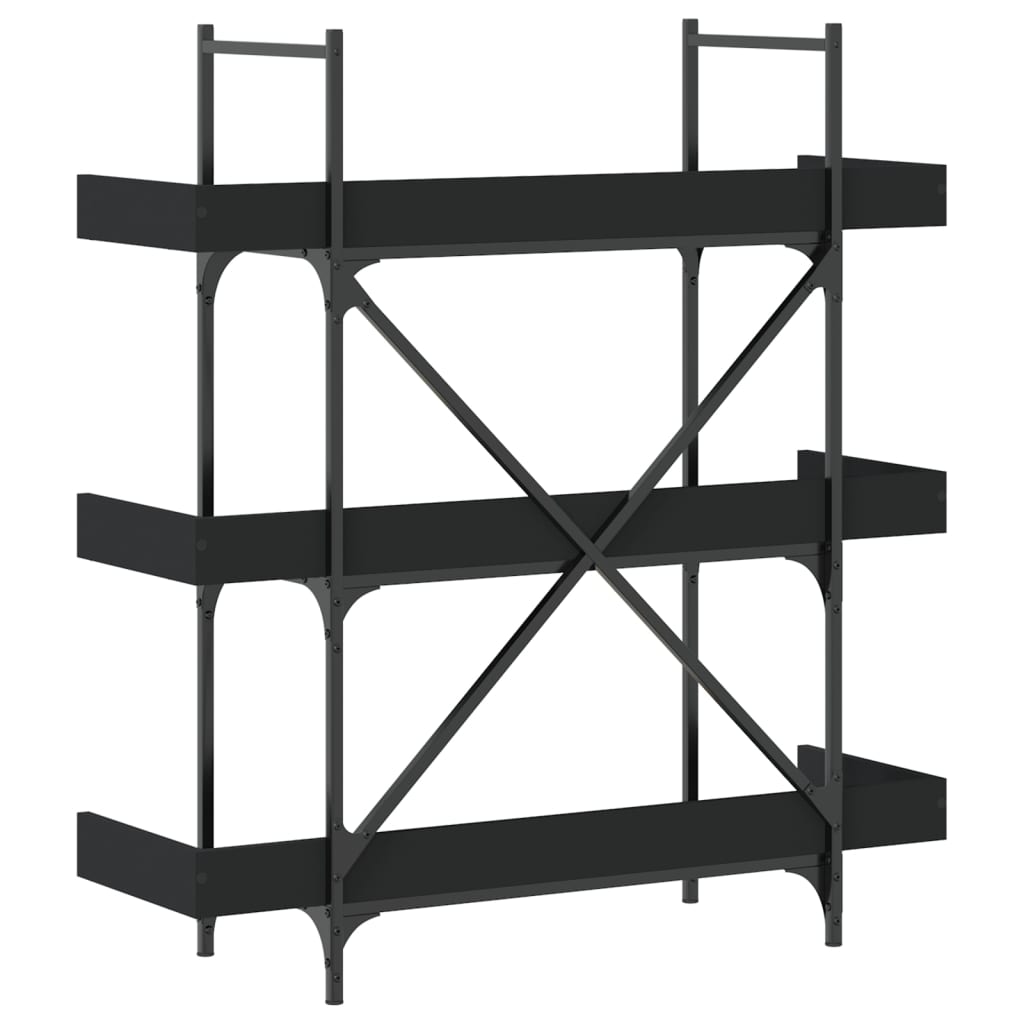 vidaXL Bibliotecă cu 3 niveluri, negru, 100x33x108,5 cm lemn prelucrat vidaXL Bibliotecă cu 3 niveluri, negru, 100x33x108,5 cm lemn prelucrat