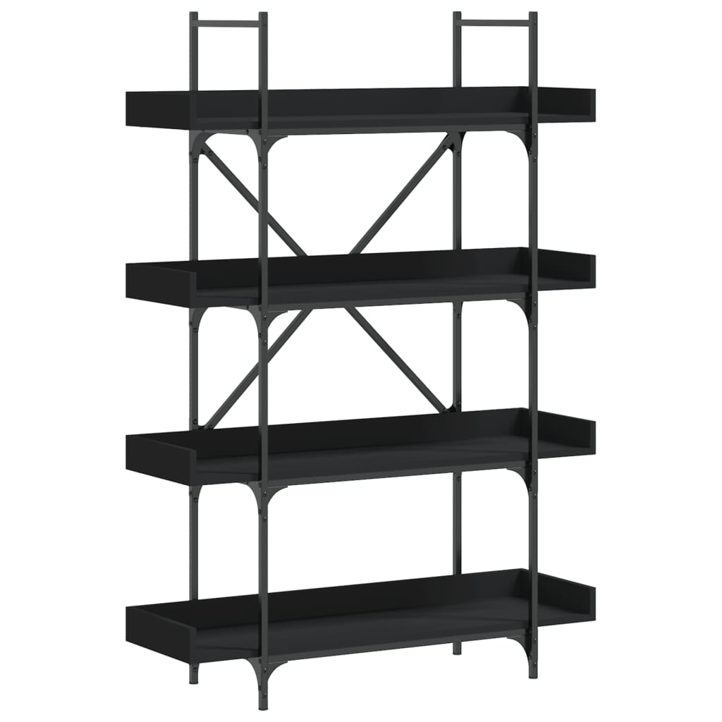 vidaXL Bibliotecă cu 4 niveluri, negru, 100x33x145,5 cm lemn prelucrat vidaXL Bibliotecă cu 4 niveluri, negru, 100x33x145,5 cm lemn prelucrat