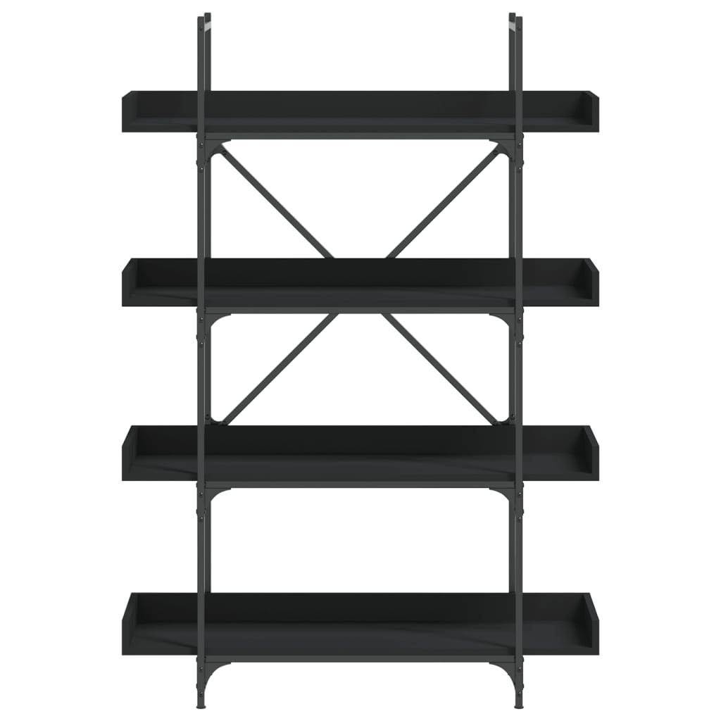 vidaXL Bibliotecă cu 4 niveluri, negru, 100x33x145,5 cm lemn prelucrat vidaXL Bibliotecă cu 4 niveluri, negru, 100x33x145,5 cm lemn prelucrat