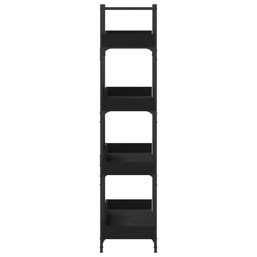 vidaXL Bibliotecă cu 4 niveluri, negru, 100x33x145,5 cm lemn prelucrat vidaXL Bibliotecă cu 4 niveluri, negru, 100x33x145,5 cm lemn prelucrat
