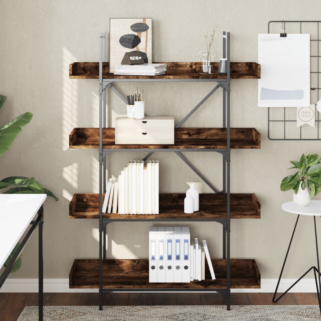 vidaXL Bibliotecă cu 4 niveluri, stejar fumuriu, 100x33x145,5 cm, lemn vidaXL Bibliotecă cu 4 niveluri, stejar fumuriu, 100x33x145,5 cm, lemn