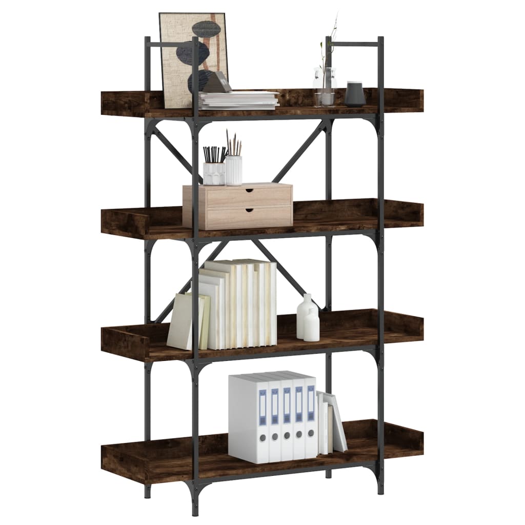 vidaXL Bibliotecă cu 4 niveluri, stejar fumuriu, 100x33x145,5 cm, lemn vidaXL Bibliotecă cu 4 niveluri, stejar fumuriu, 100x33x145,5 cm, lemn
