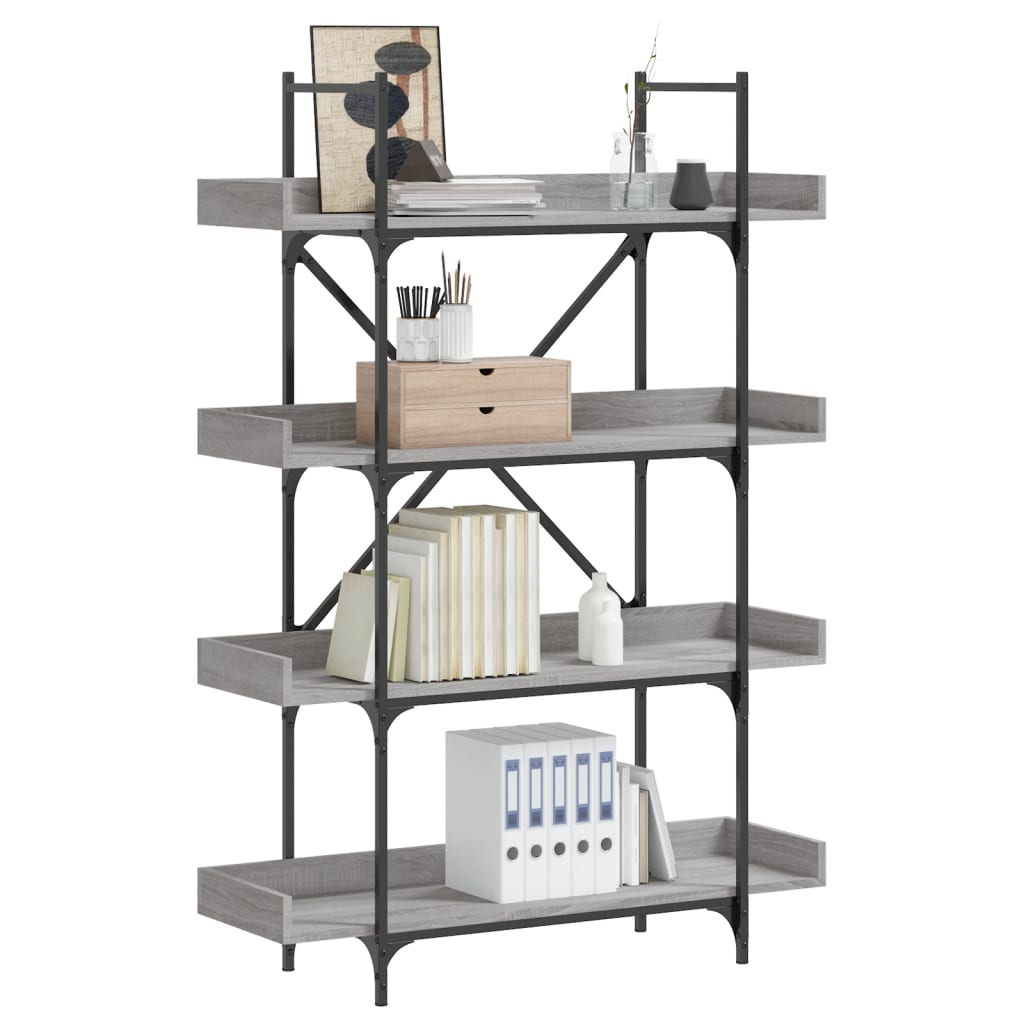 vidaXL Bibliotecă 4 niveluri gri sonoma 100x33x145,5 cm lemn prelucrat vidaXL Bibliotecă 4 niveluri gri sonoma 100x33x145,5 cm lemn prelucrat