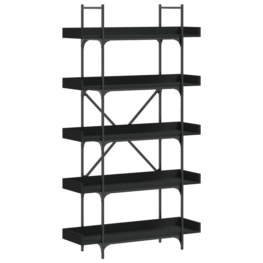 vidaXL Bibliotecă cu 5 niveluri, negru, 100x33x180,5 cm lemn prelucrat vidaXL Bibliotecă cu 5 niveluri, negru, 100x33x180,5 cm lemn prelucrat
