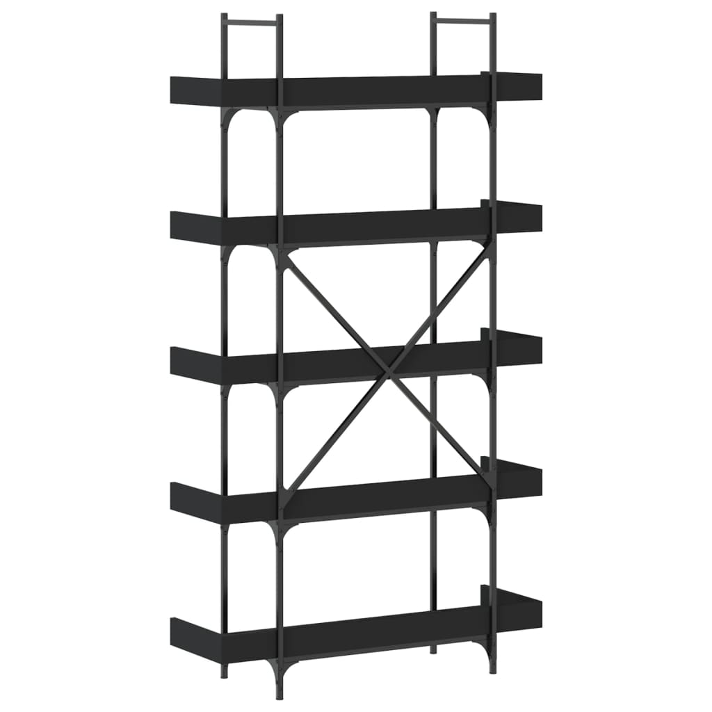 vidaXL Bibliotecă cu 5 niveluri, negru, 100x33x180,5 cm lemn prelucrat vidaXL Bibliotecă cu 5 niveluri, negru, 100x33x180,5 cm lemn prelucrat