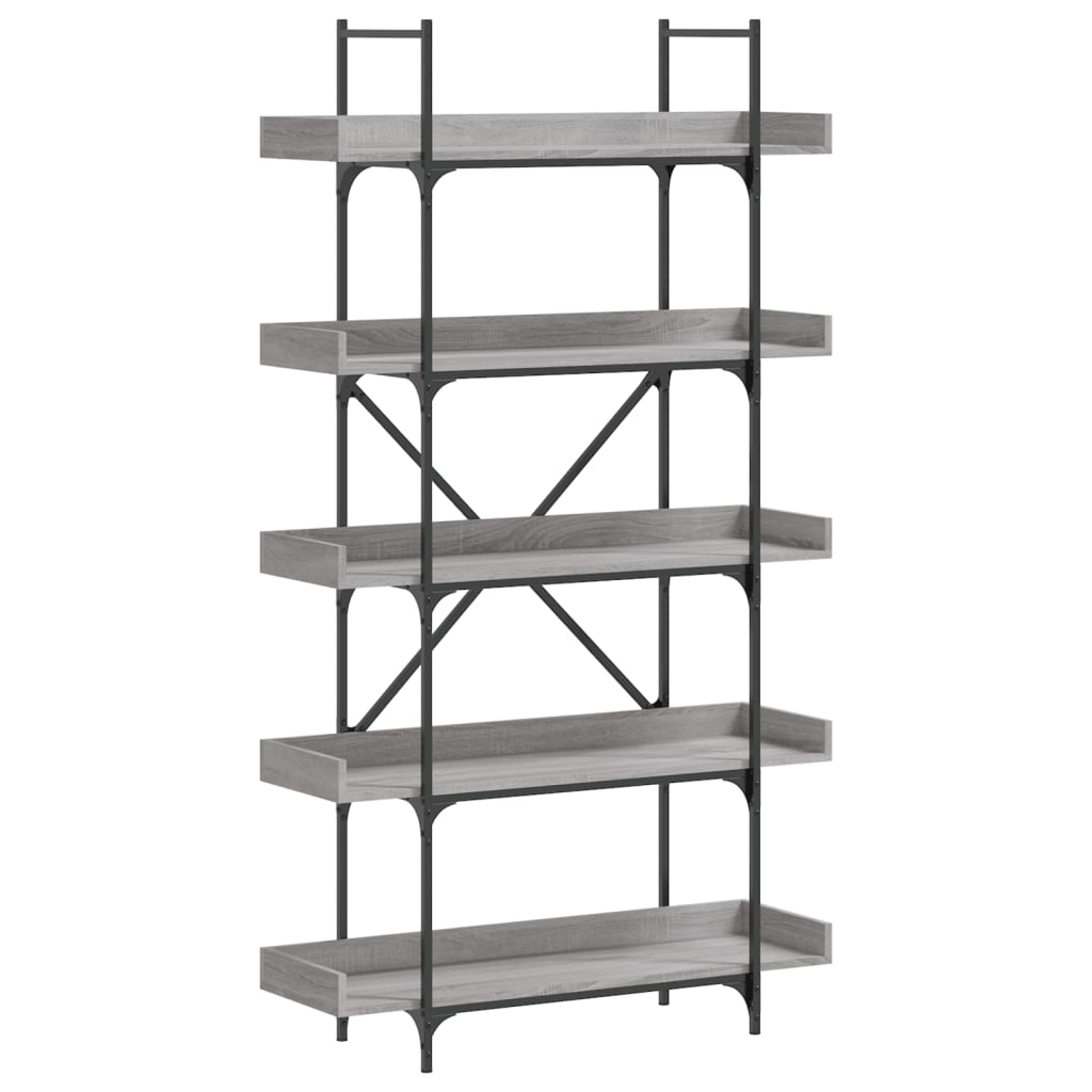 vidaXL Bibliotecă 5 niveluri gri sonoma 100x33x180,5 cm lemn compozit vidaXL Bibliotecă 5 niveluri gri sonoma 100x33x180,5 cm lemn compozit