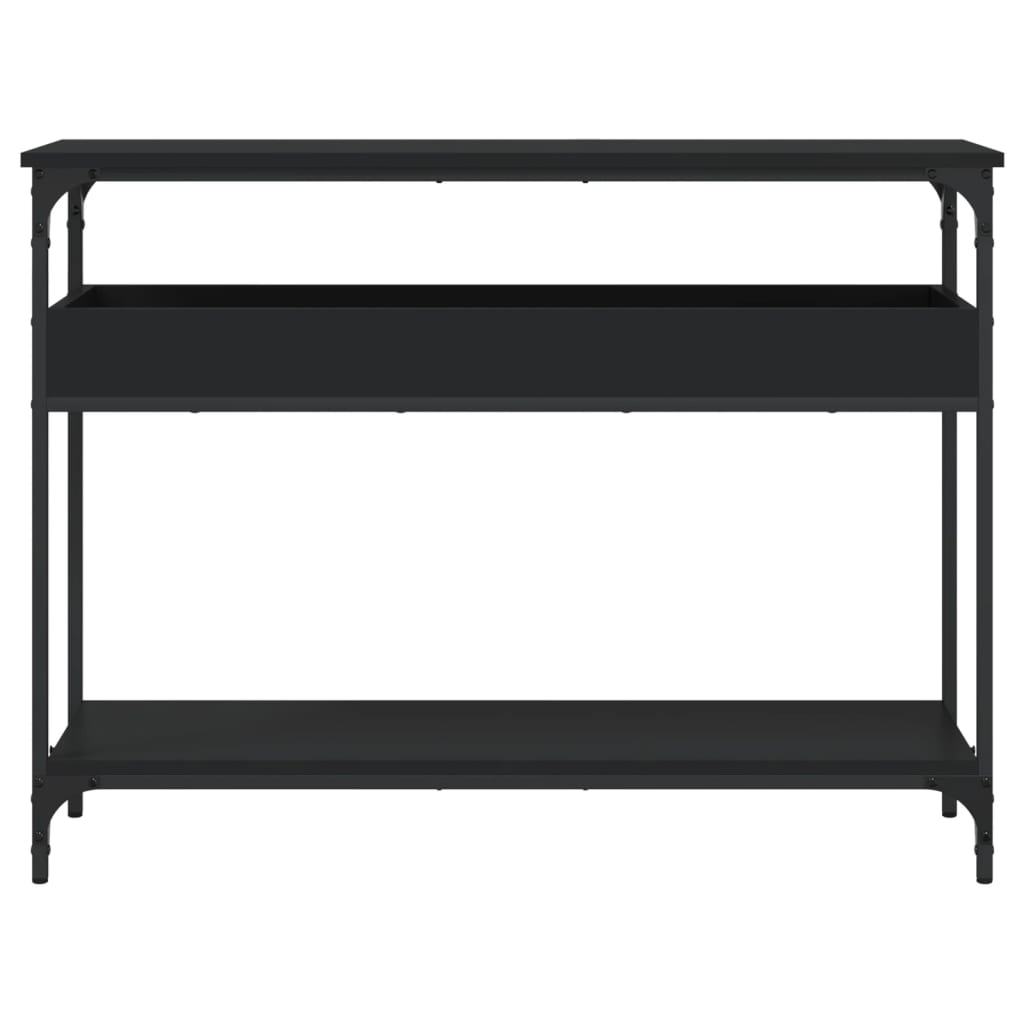 vidaXL Măsuță consolă cu raft, negru, 100x29x75 cm, lemn prelucrat vidaXL Măsuță consolă cu raft, negru, 100x29x75 cm, lemn prelucrat