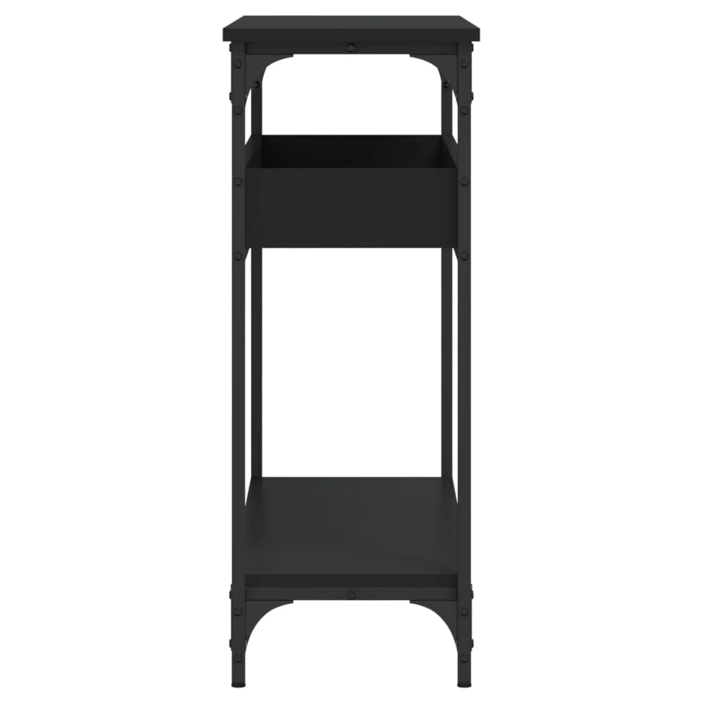 vidaXL Măsuță consolă cu raft, negru, 100x29x75 cm, lemn prelucrat vidaXL Măsuță consolă cu raft, negru, 100x29x75 cm, lemn prelucrat