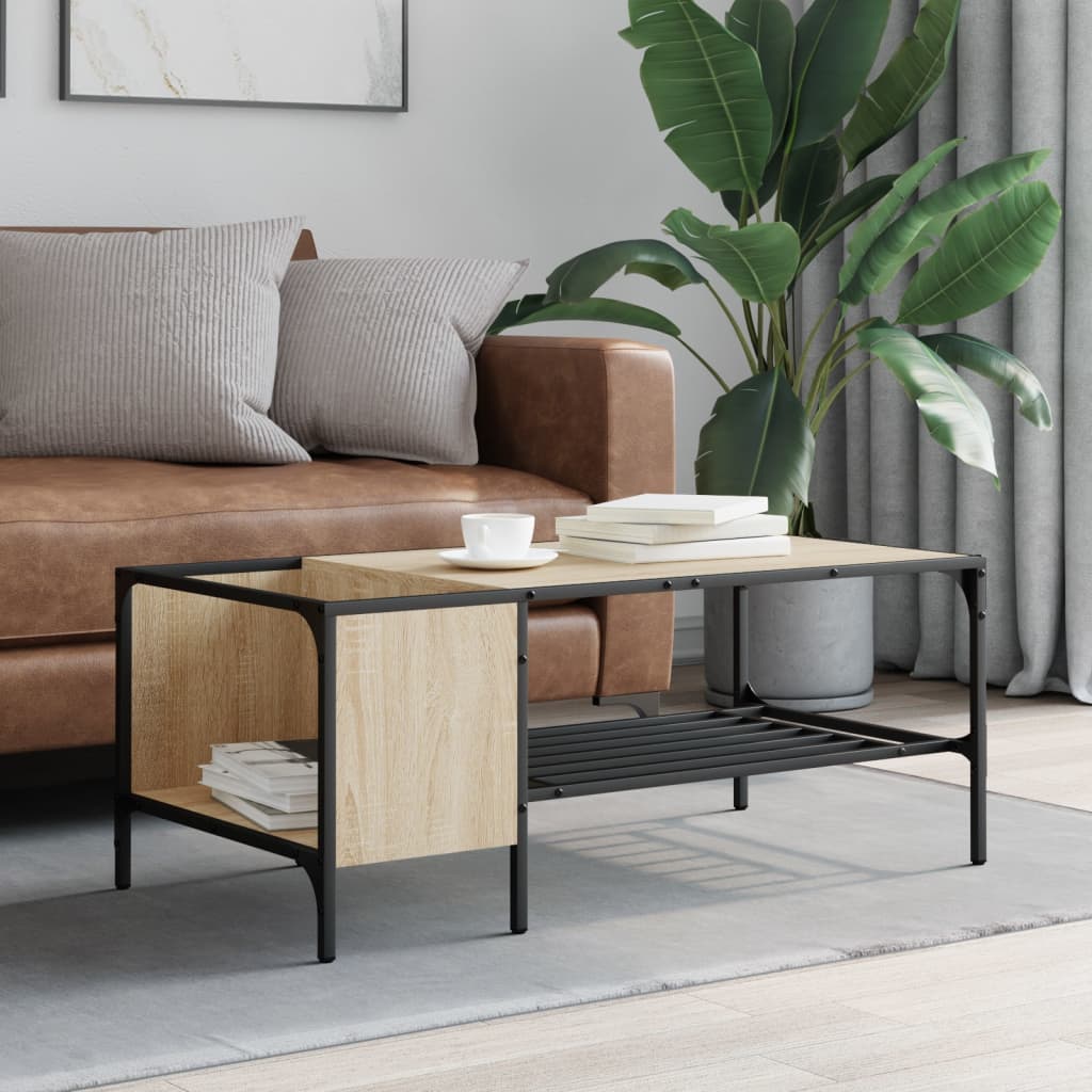 vidaXL Măsuță de cafea cu raft, stejar sonoma, 100x51x40 cm, lemn vidaXL Măsuță de cafea cu raft, stejar sonoma, 100x51x40 cm, lemn