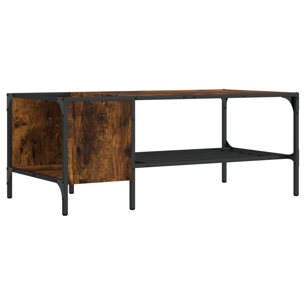vidaXL Măsuță de cafea cu raft, stejar fumuriu, 100x51x40 cm, lemn vidaXL Măsuță de cafea cu raft, stejar fumuriu, 100x51x40 cm, lemn