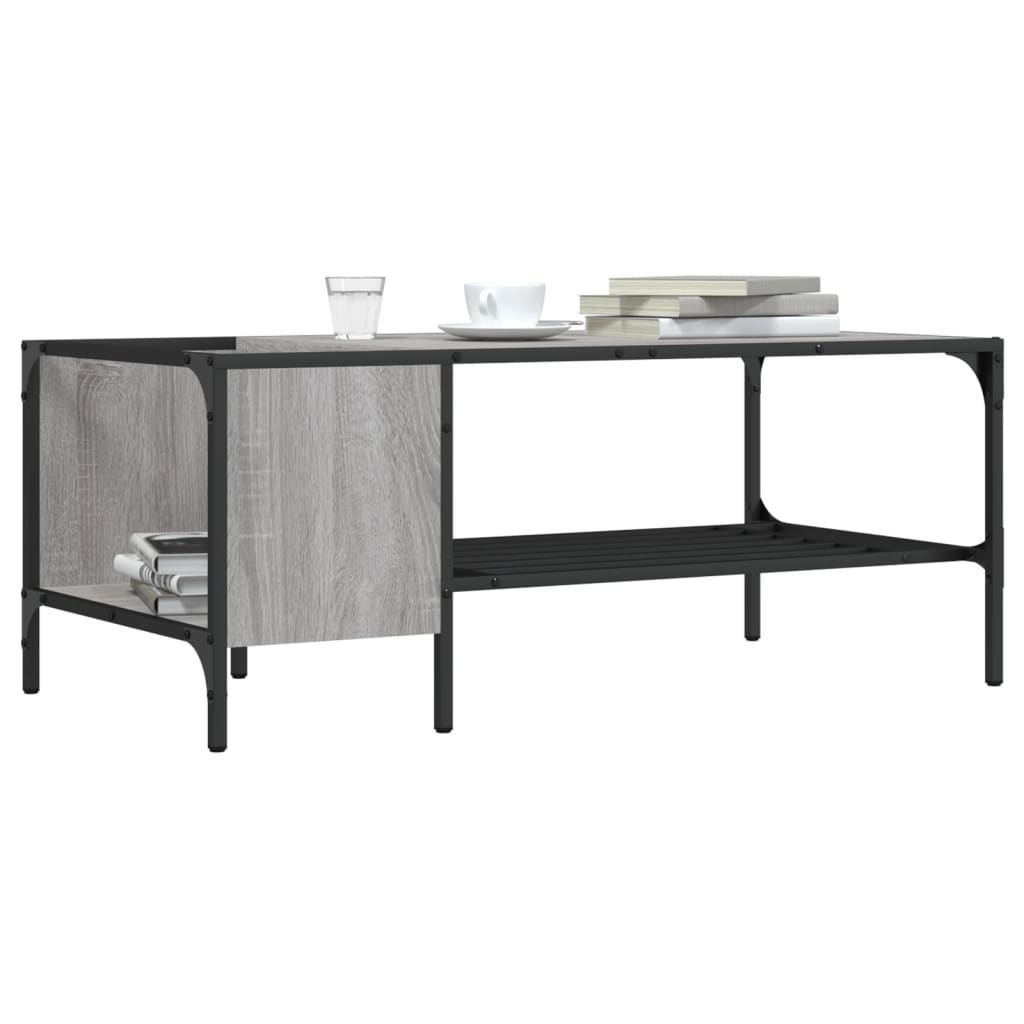 vidaXL Măsuță de cafea cu raft, gri sonoma, 100x51x40 cm, lemn vidaXL Măsuță de cafea cu raft, gri sonoma, 100x51x40 cm, lemn