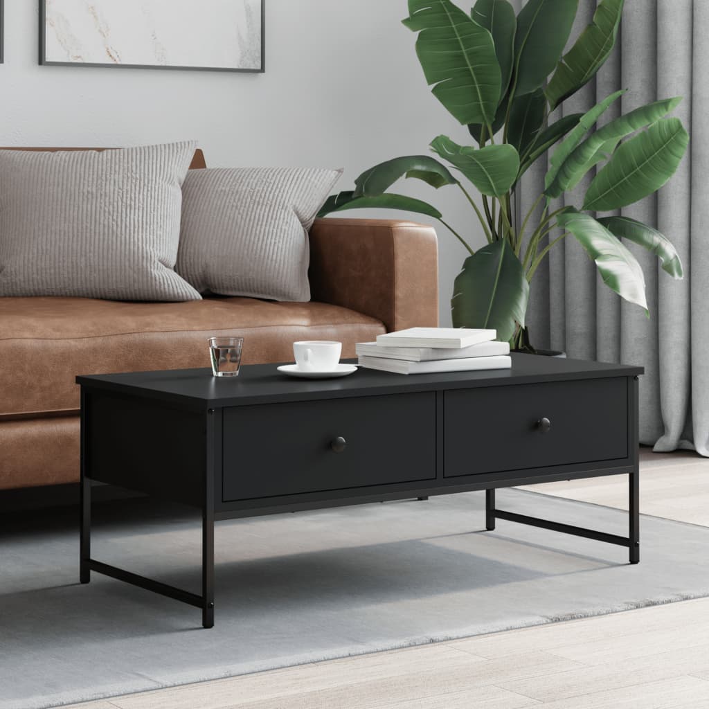 vidaXL Măsuță de cafea, negru, 101x49x39,5 cm, lemn prelucrat vidaXL Măsuță de cafea, negru, 101x49x39,5 cm, lemn prelucrat