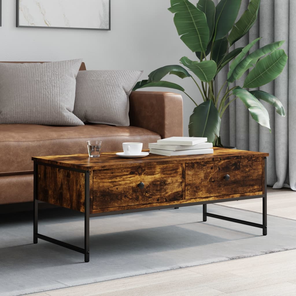 vidaXL Măsuță de cafea, stejar fumuriu, 101x49x39,5 cm, lemn prelucrat