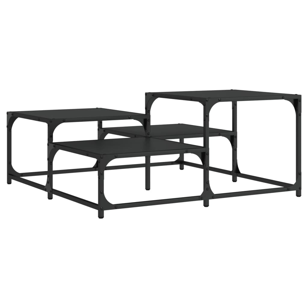 vidaXL Măsuță de cafea, negru, 87,5x87,5x40 cm, lemn prelucrat vidaXL Măsuță de cafea, negru, 87,5x87,5x40 cm, lemn prelucrat